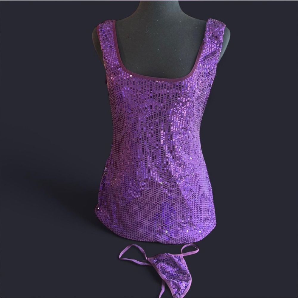 Purple Sequin Tank Top with Matching Bottom